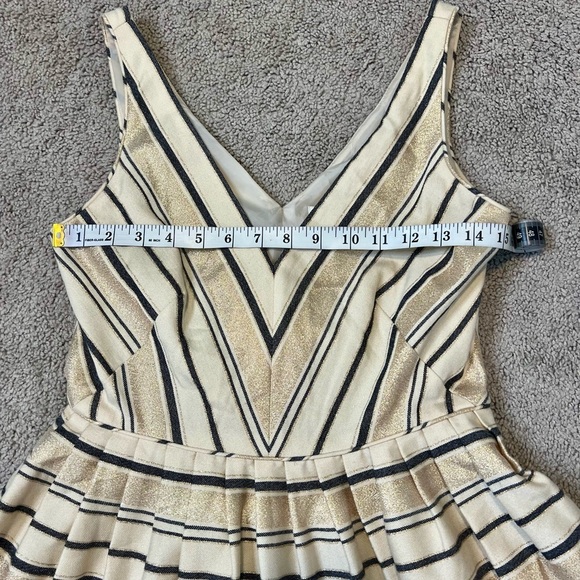 J. Crew Metallic Striped Fit & Flare Deep V-Neck Cocktail Dress. Size 4. - Picture 10 of 12